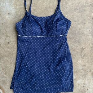 L.L. Bean Dark Blue One Piece with White Dots
